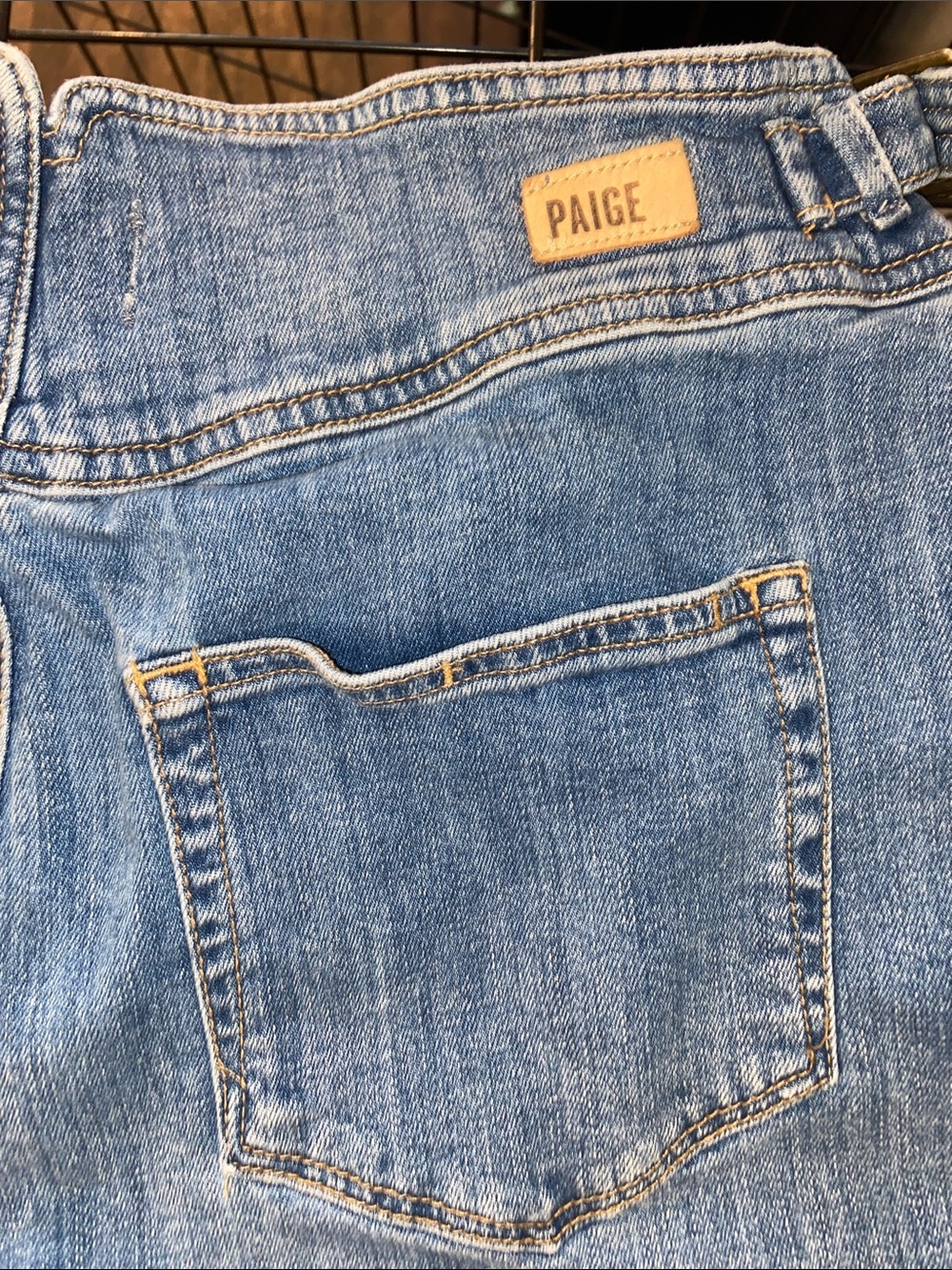 PAIGE Light Blue Flared Wide-Leg Jeans with Side Buckle Detail - Picture 7 of 9